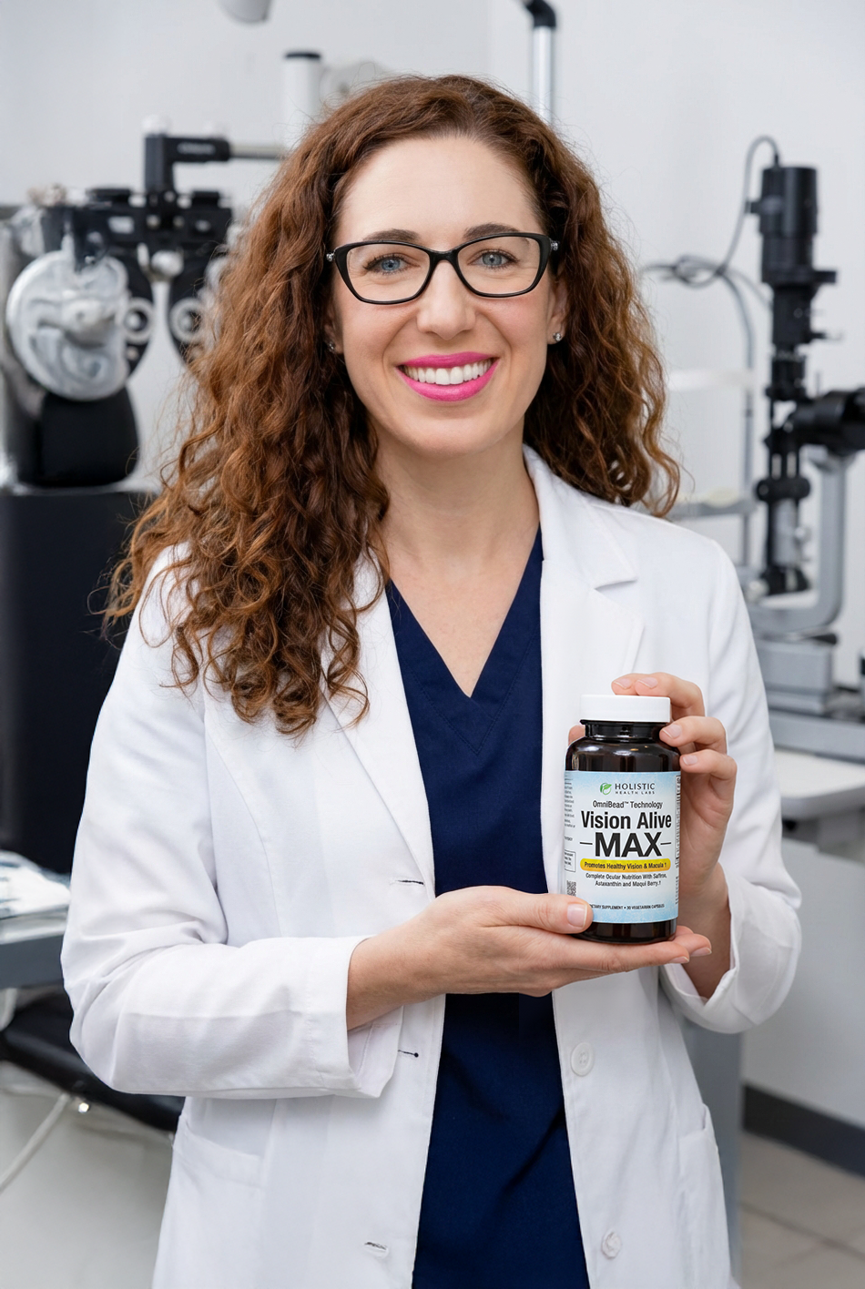 Dr. Sara Frye holding Vision Alive Max